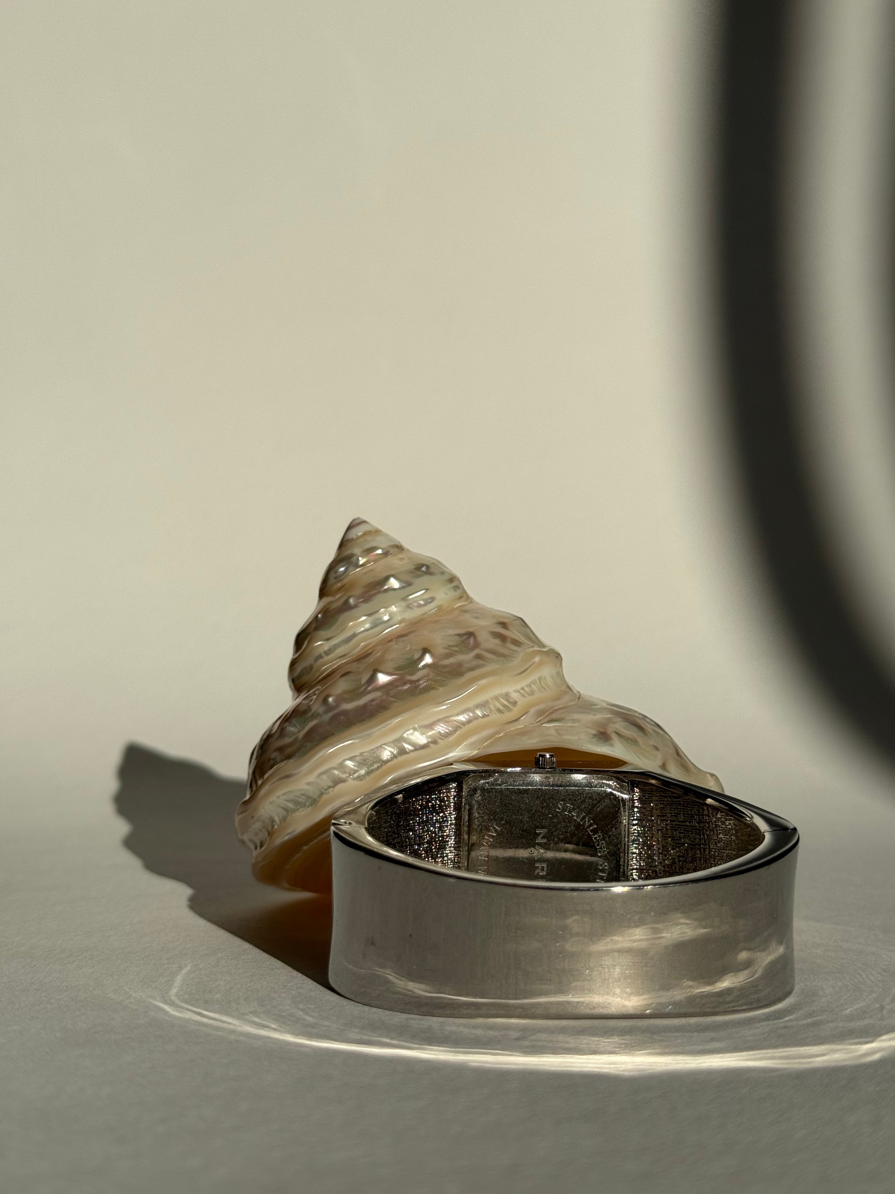 SILVER ART DECO HIDDEN FACE CUFF WATCH