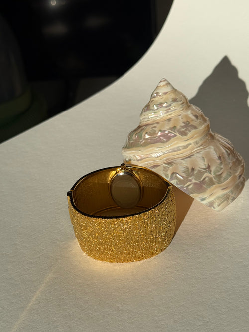 GOLD CHUNKY OVAL CUFF WATCH