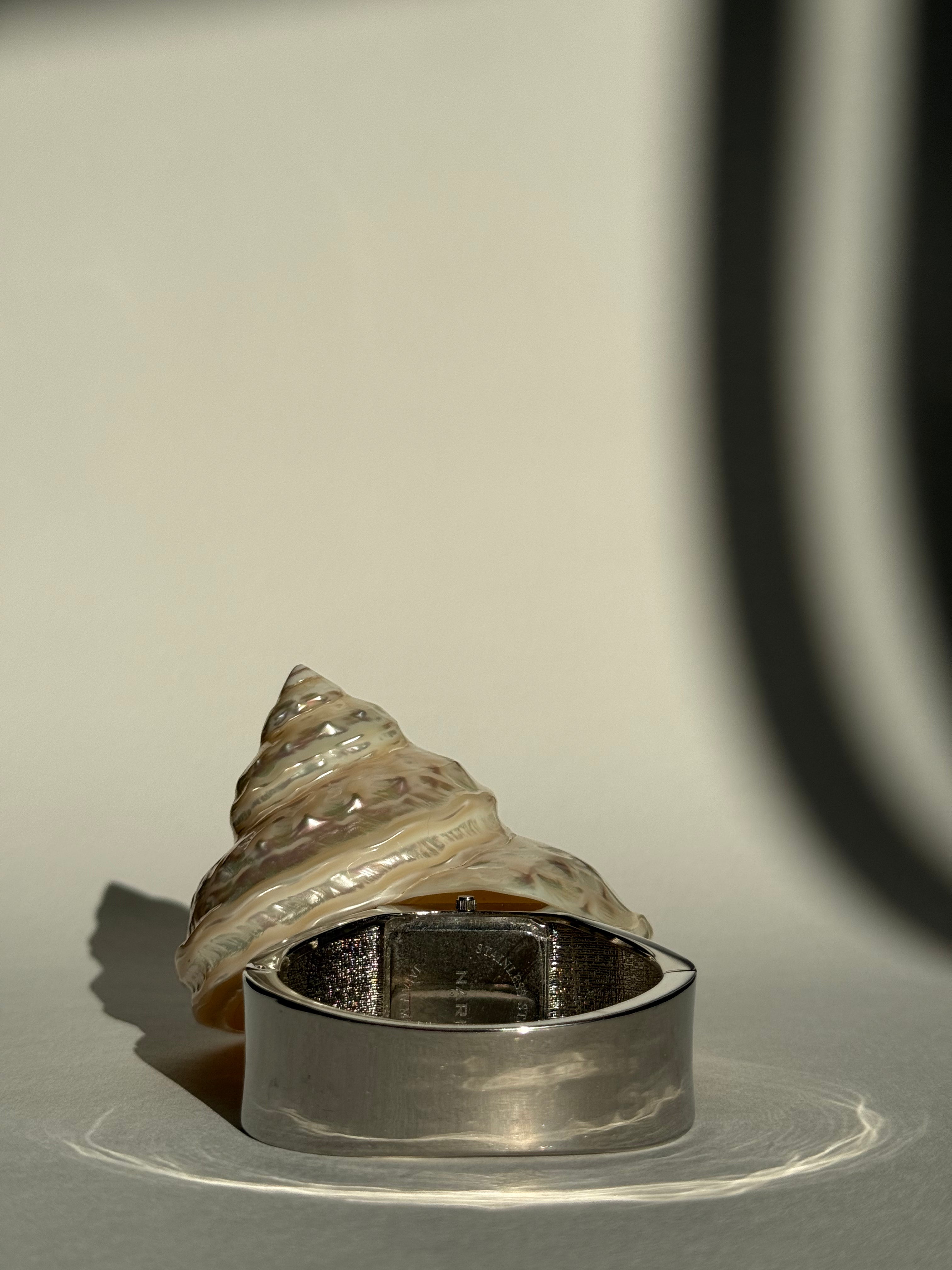 SILVER ART DECO HIDDEN FACE CUFF WATCH