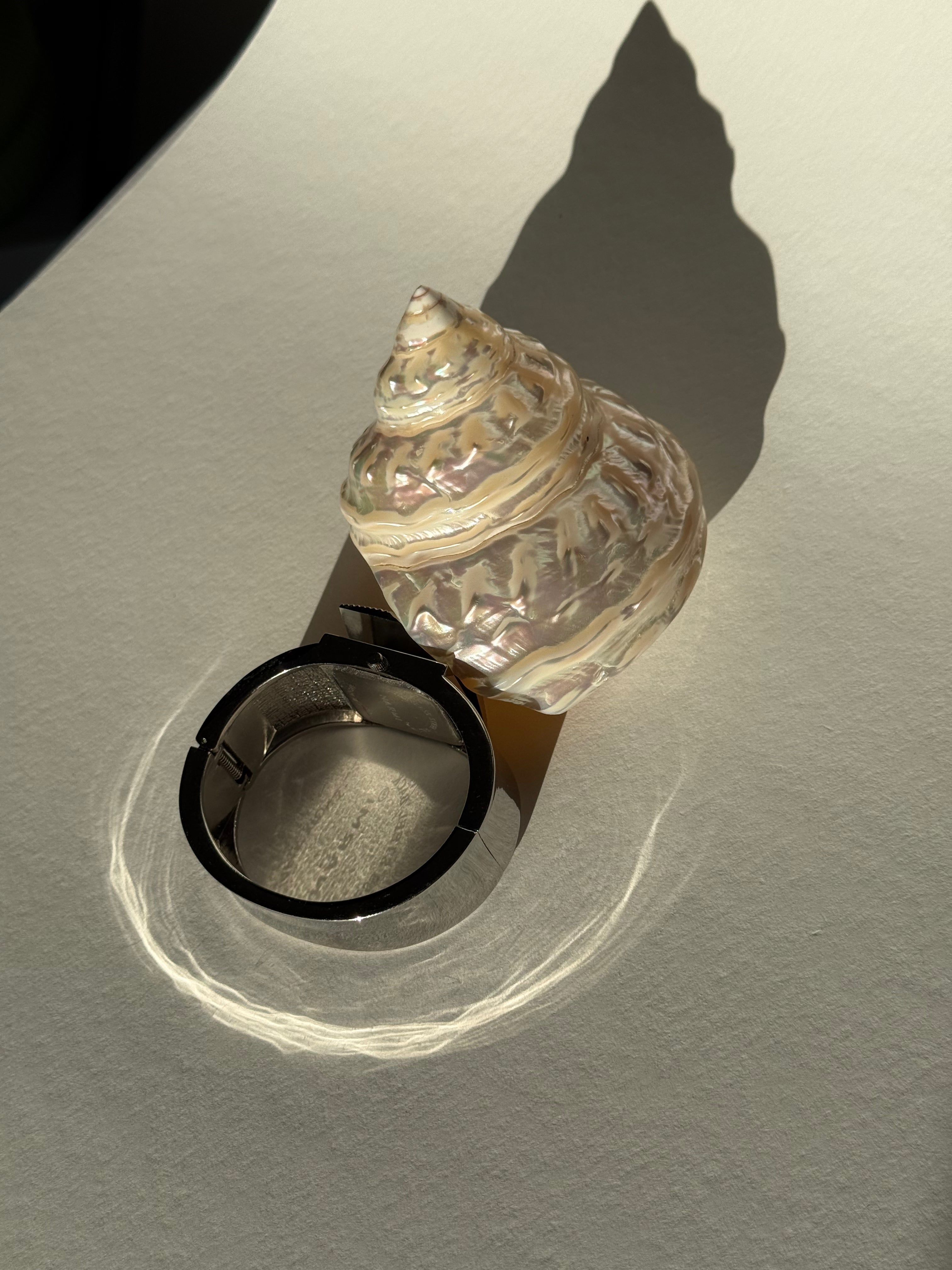 SILVER ART DECO HIDDEN FACE CUFF WATCH