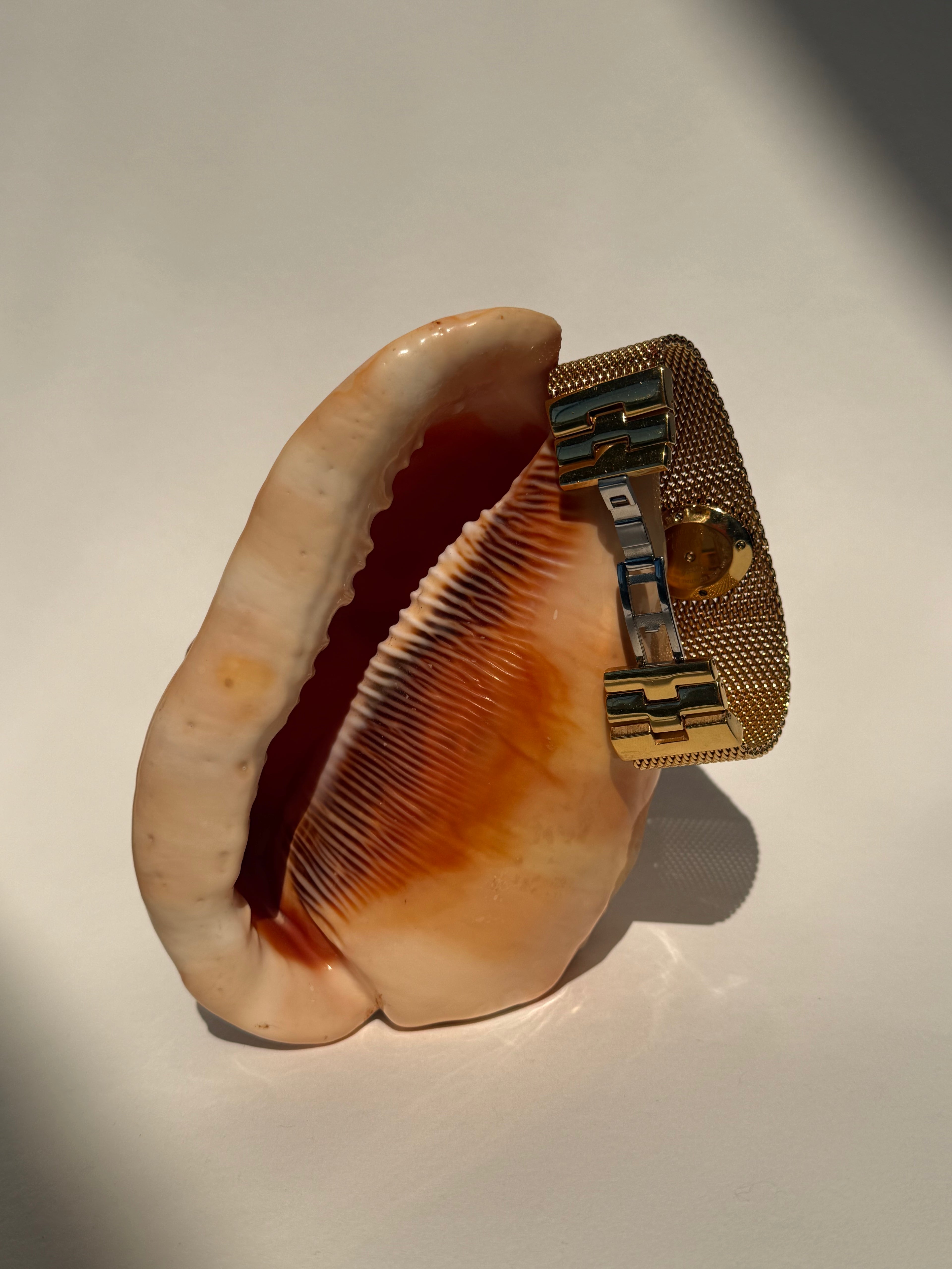 GOLD MESH CUFF WRIST WATCH