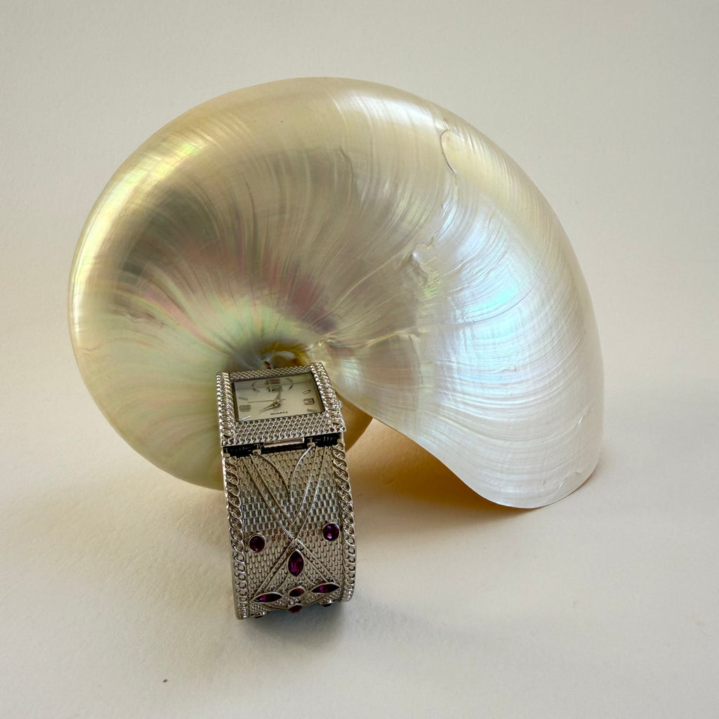 SILVER STONE CUFF WRIST WATCH