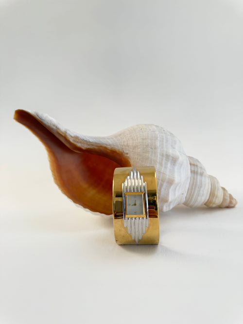 GOLD ART DECO CUFF WATCH - MEDIUM