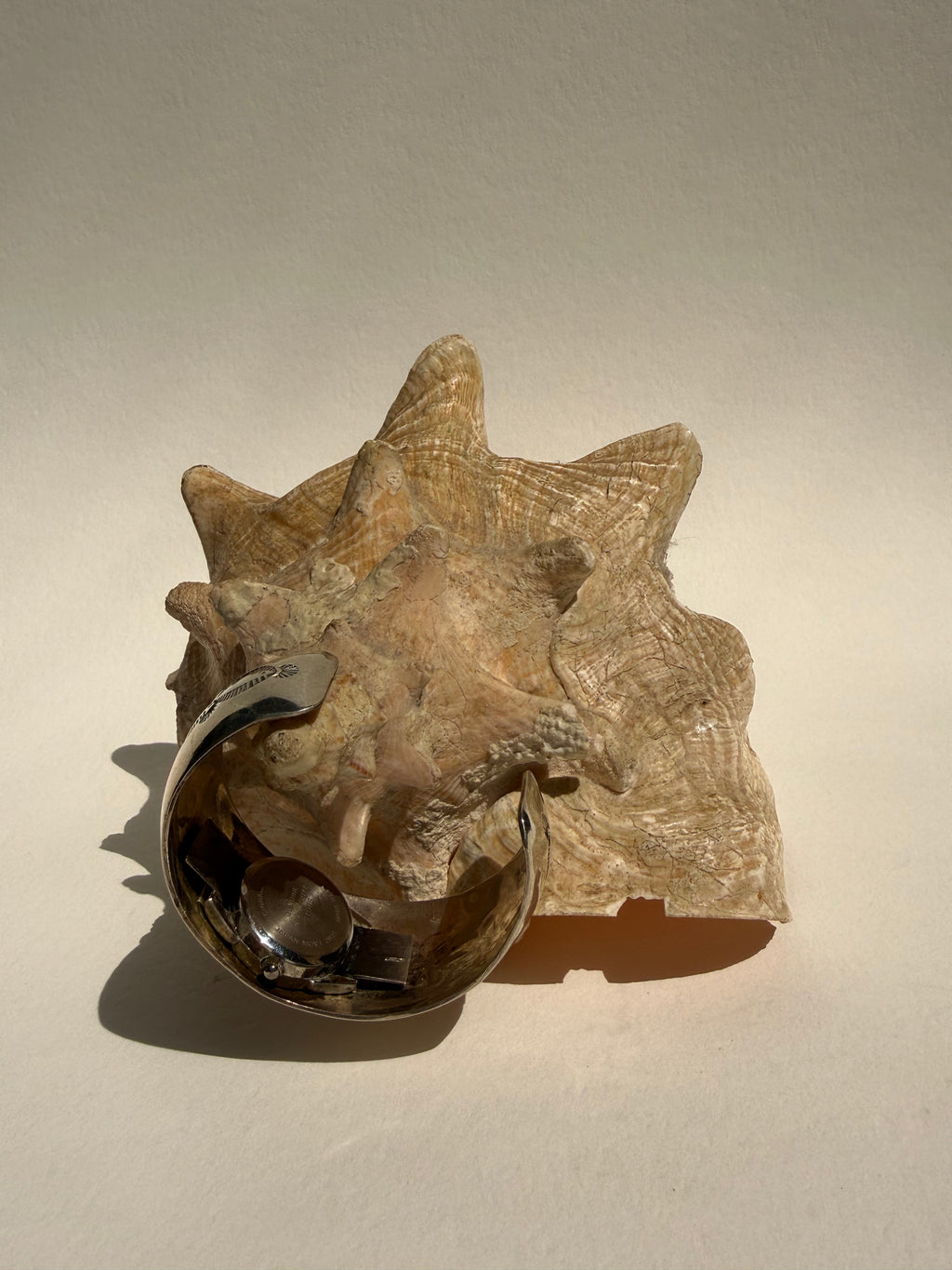 SILVER NATIVE AMERICAN CARVED CUFF WATCH