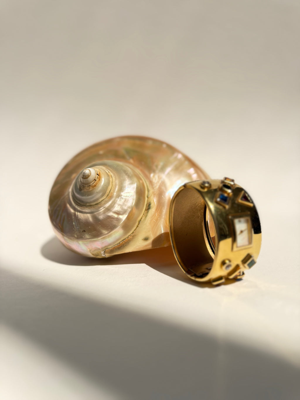 GOLD RHINESTONE CUFF WATCH - MEDIUM