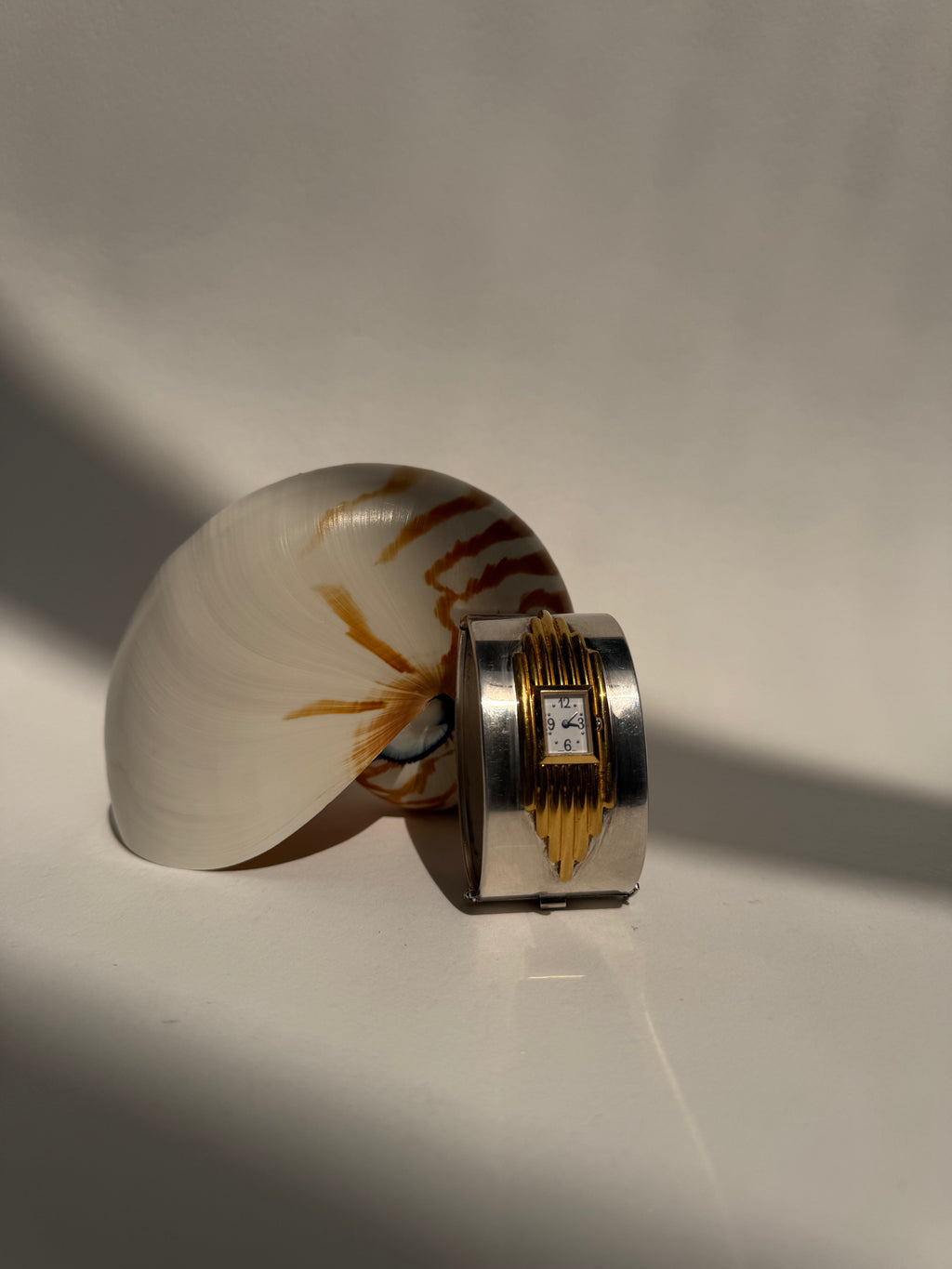 SILVER ART DECO CUFF WATCH - LARGE