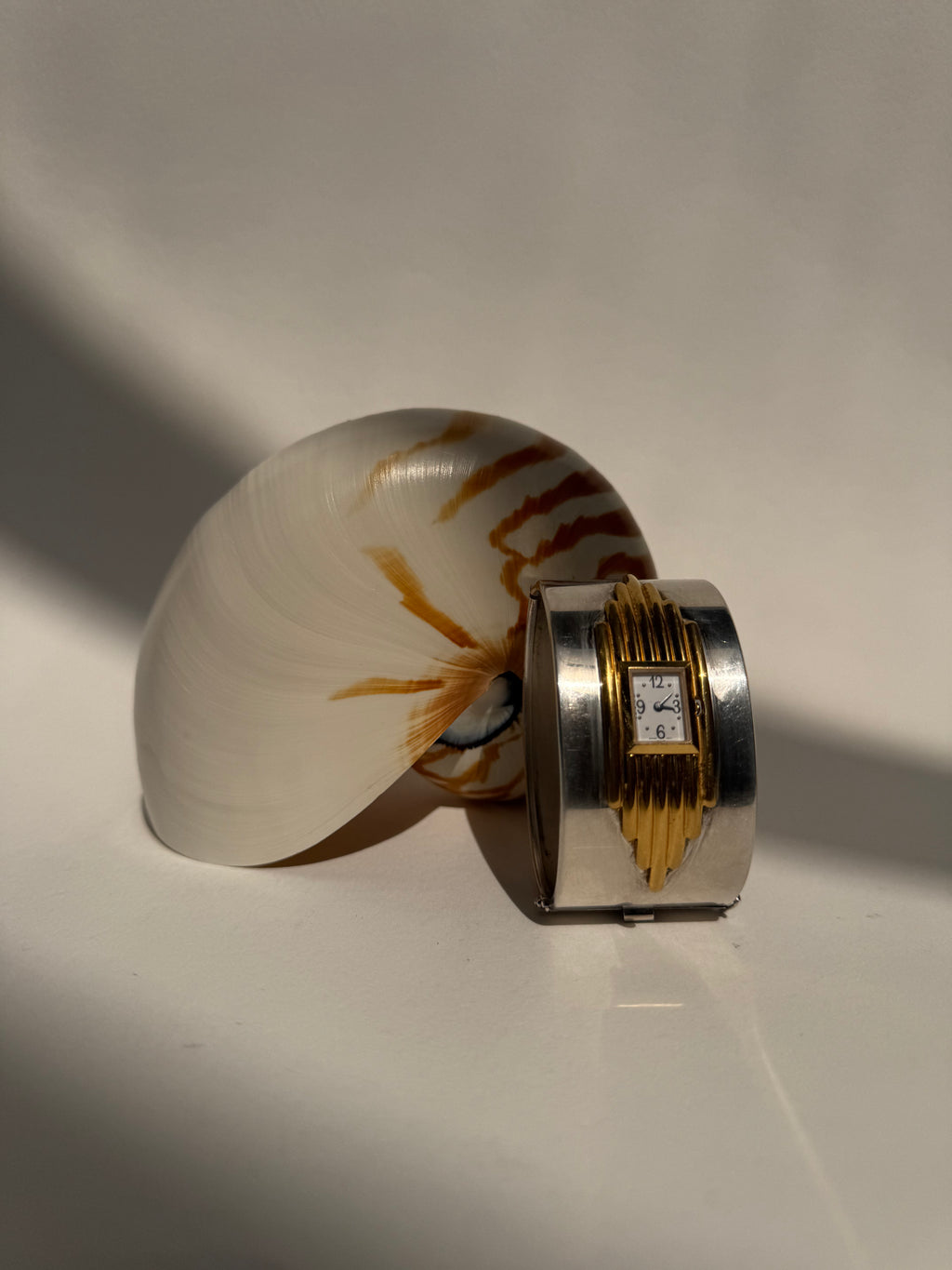 SILVER ART DECO CUFF WATCH - LARGE