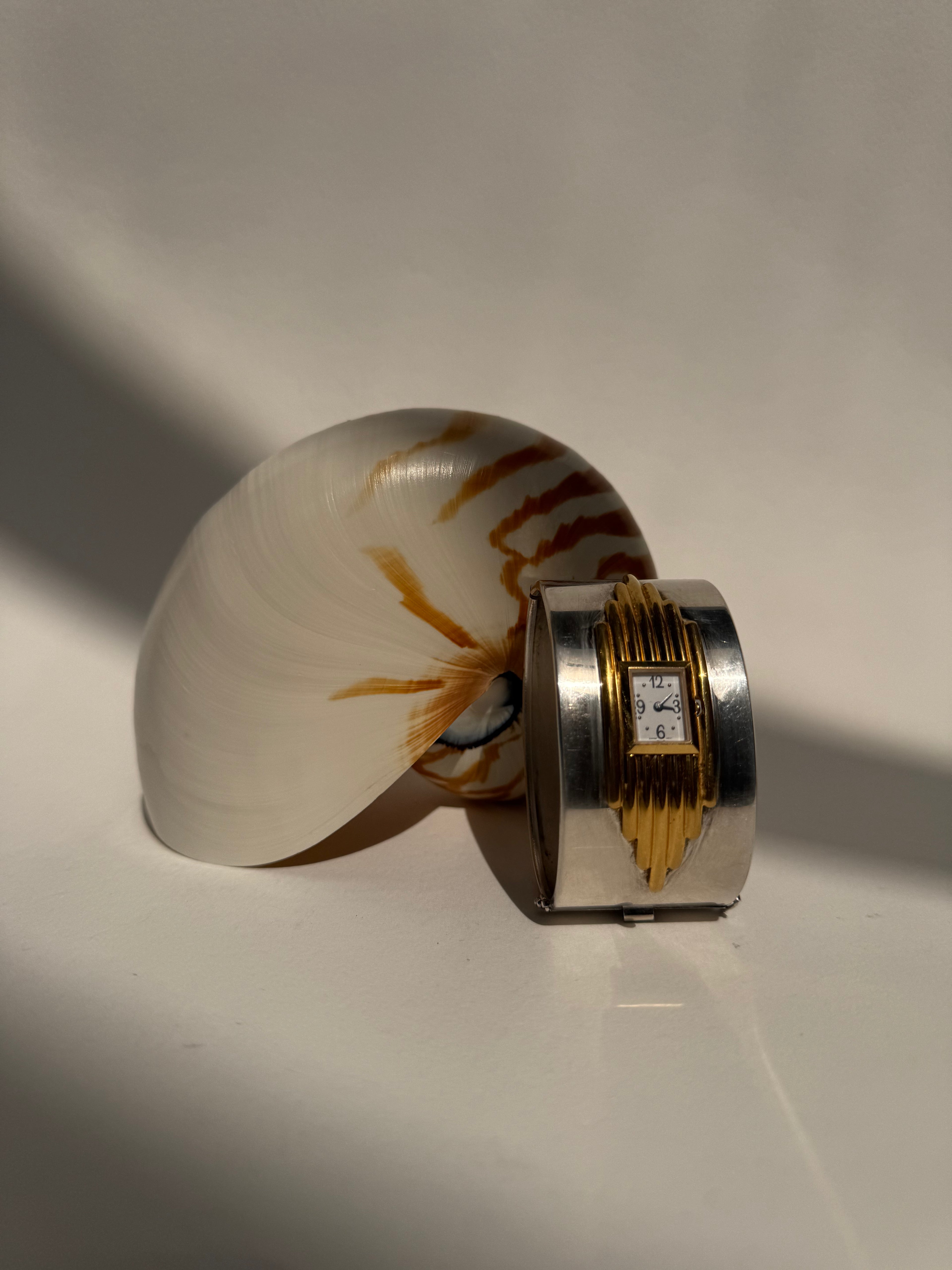 SILVER ART DECO CUFF WATCH - LARGE