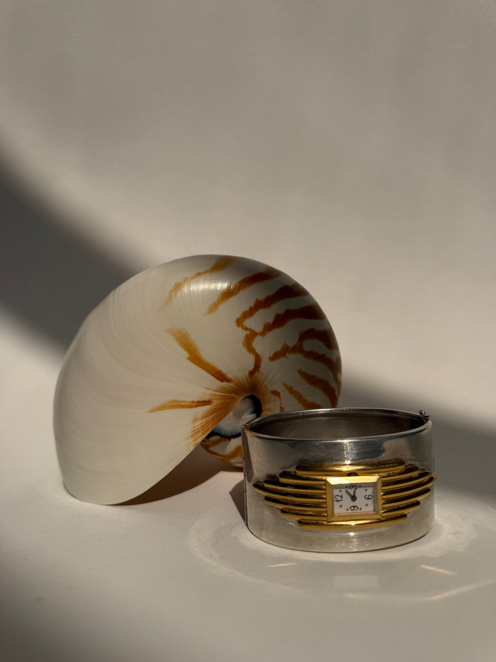 SILVER ART DECO CUFF WATCH - LARGE