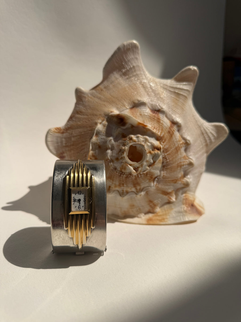 SILVER ART DECO CUFF WATCH - LARGE