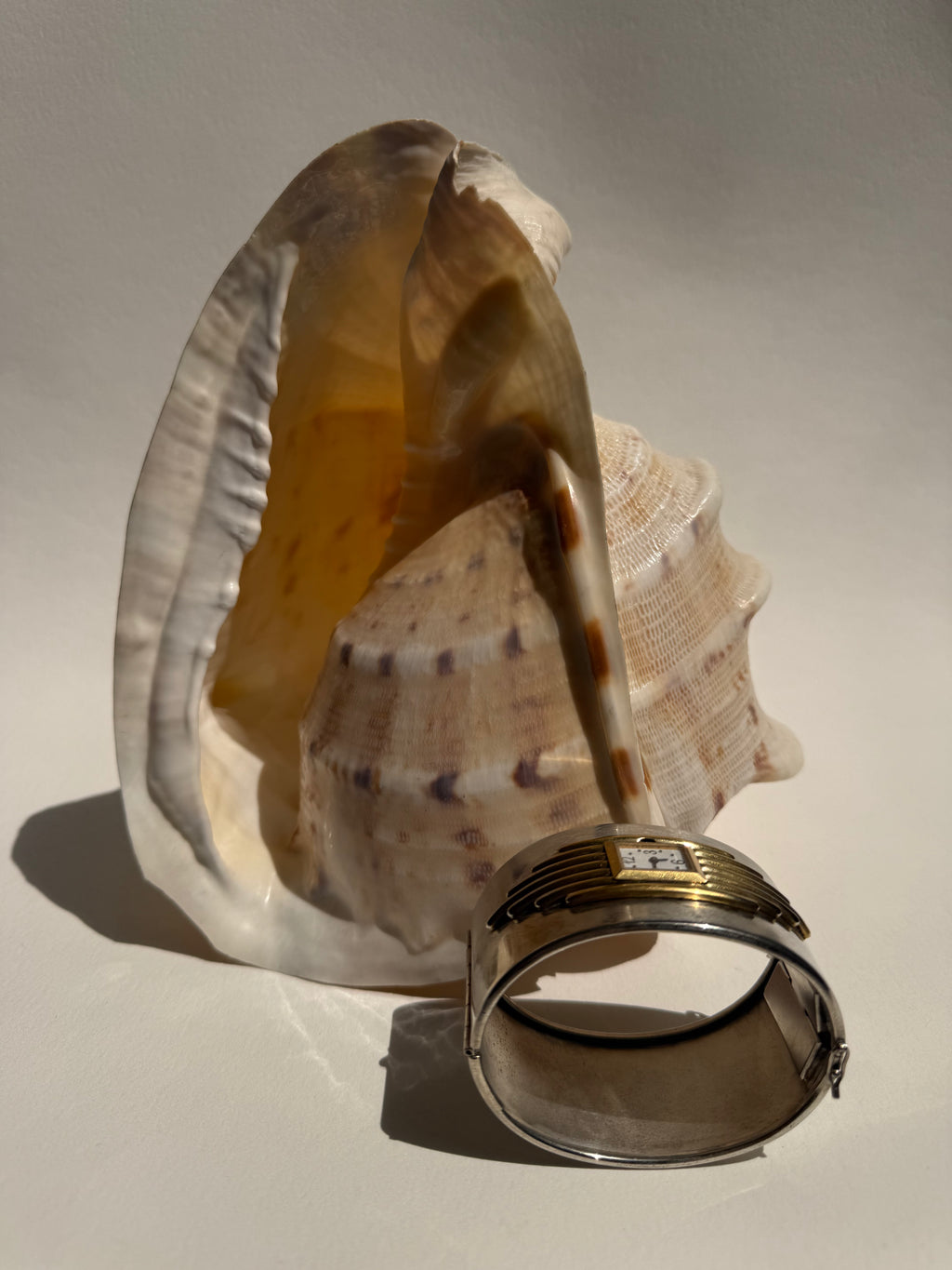 SILVER ART DECO CUFF WATCH - LARGE