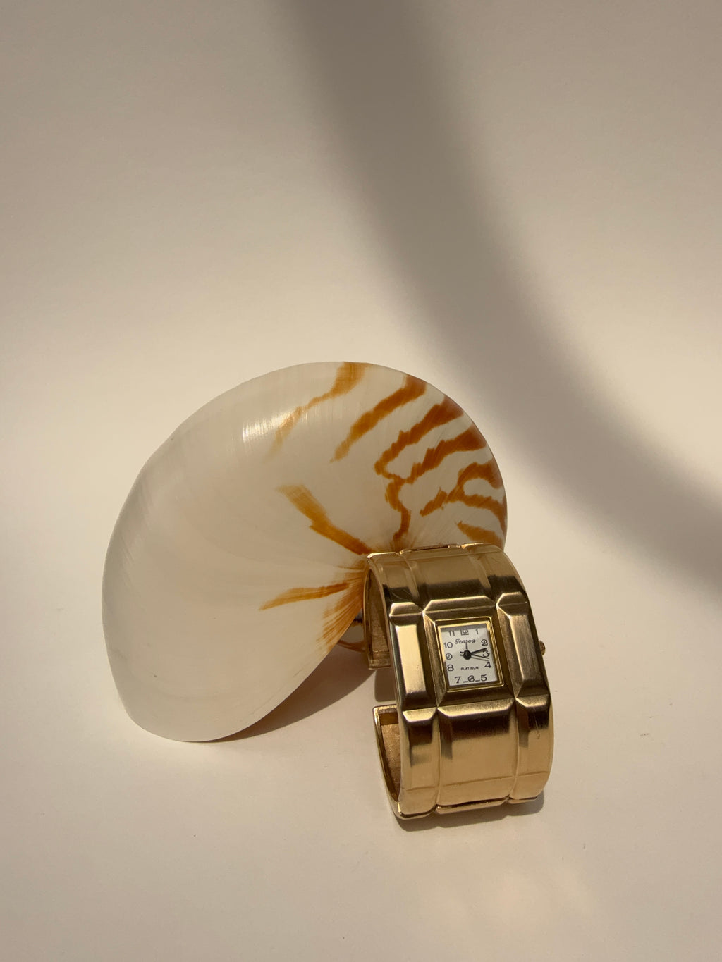 GOLD SQUARE TONAL WIDE CUFF WATCH