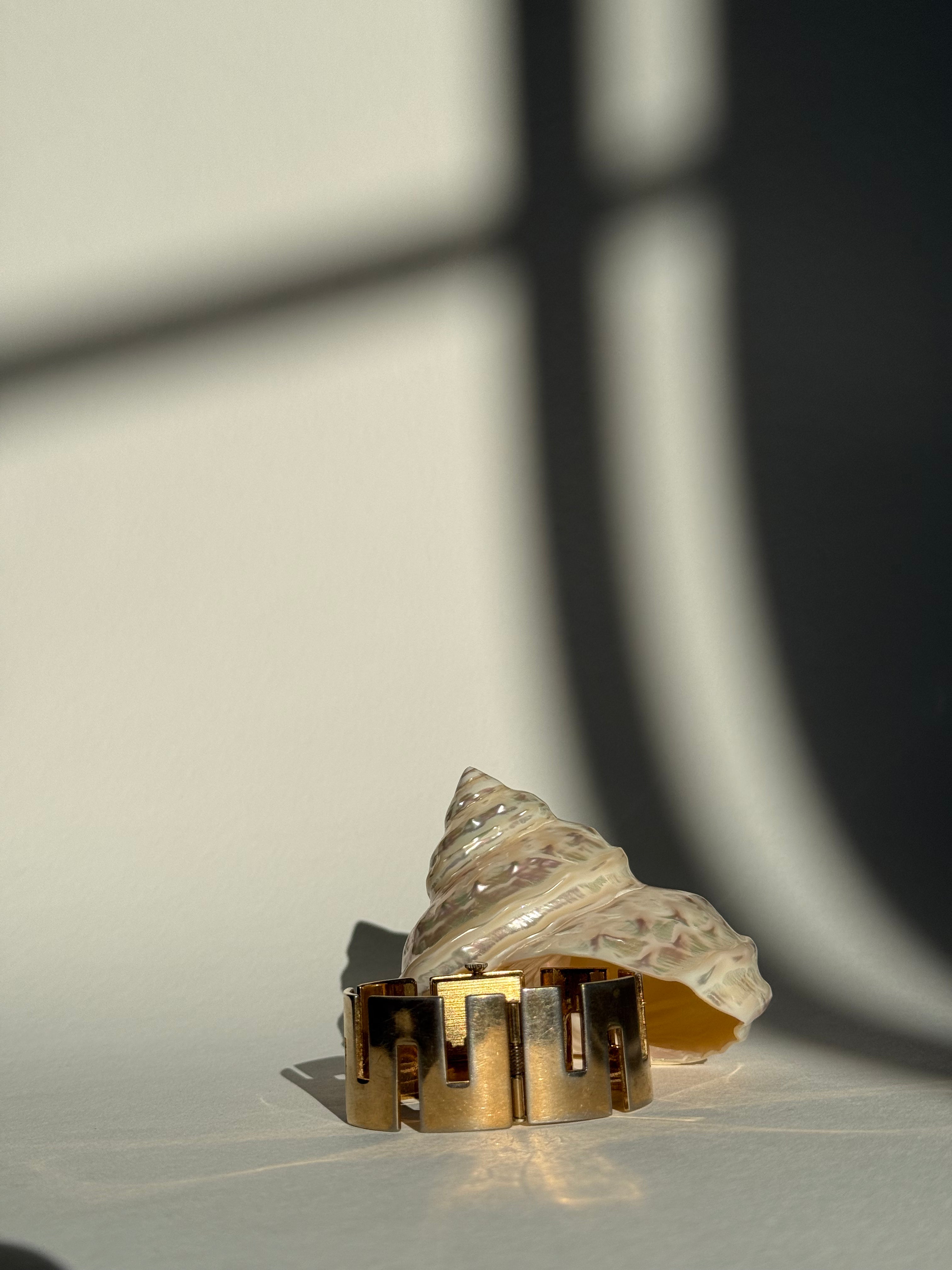 GOLD ANGULAR CUT BANGLE WATCH