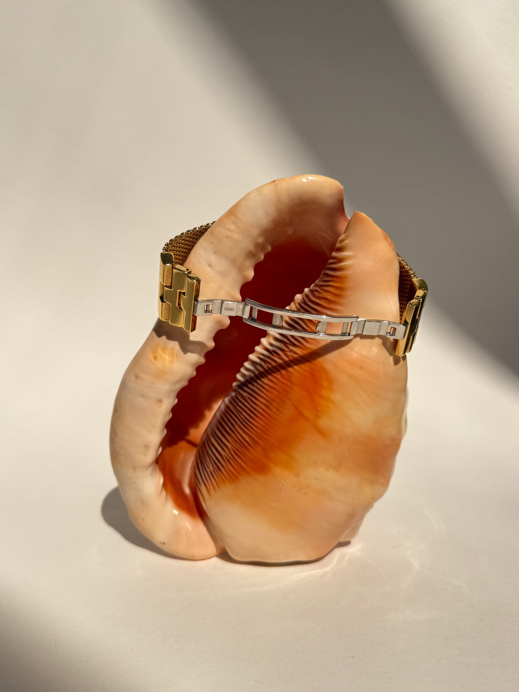 GOLD MESH CUFF WRIST WATCH