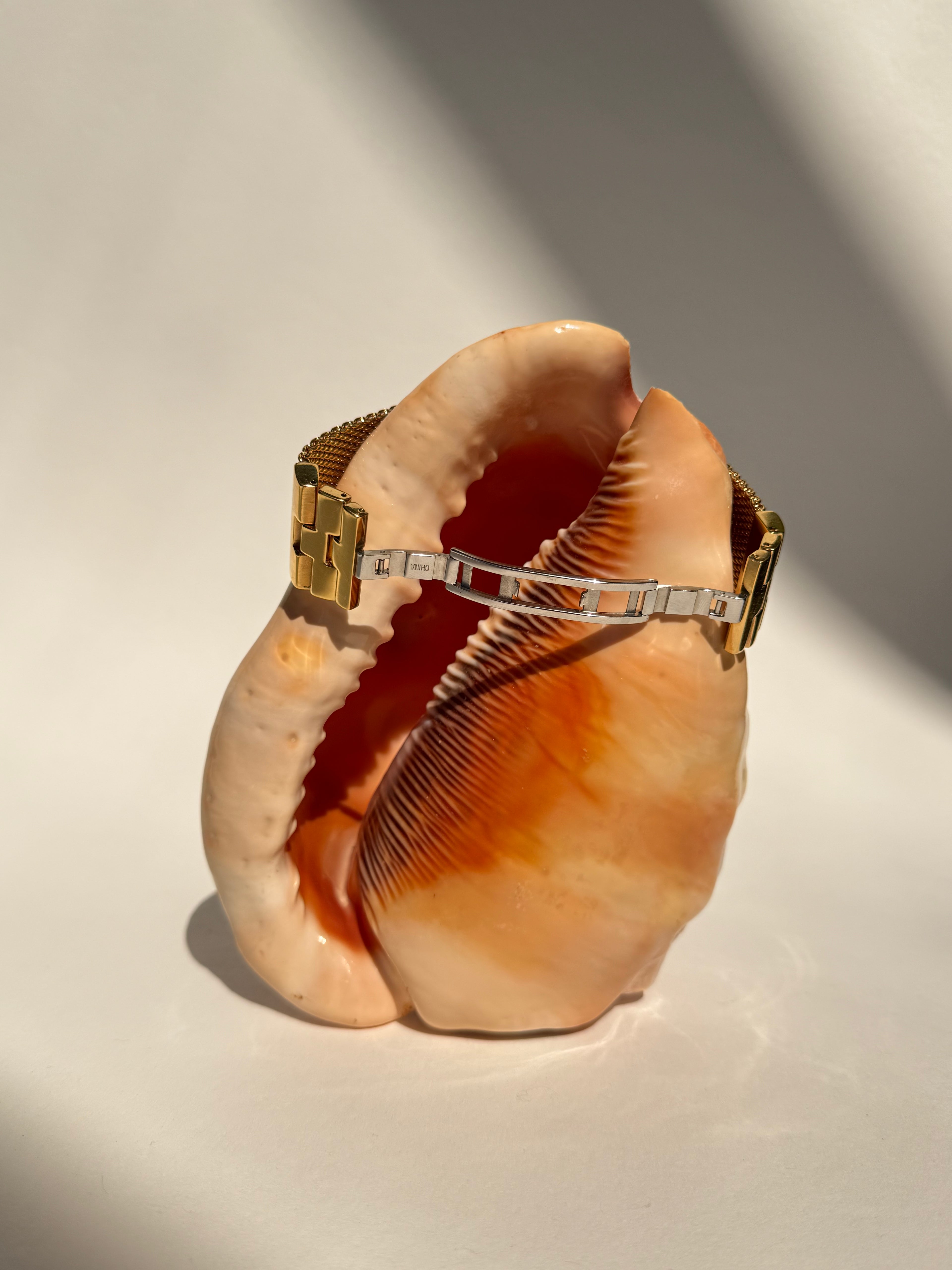 GOLD MESH CUFF WRIST WATCH