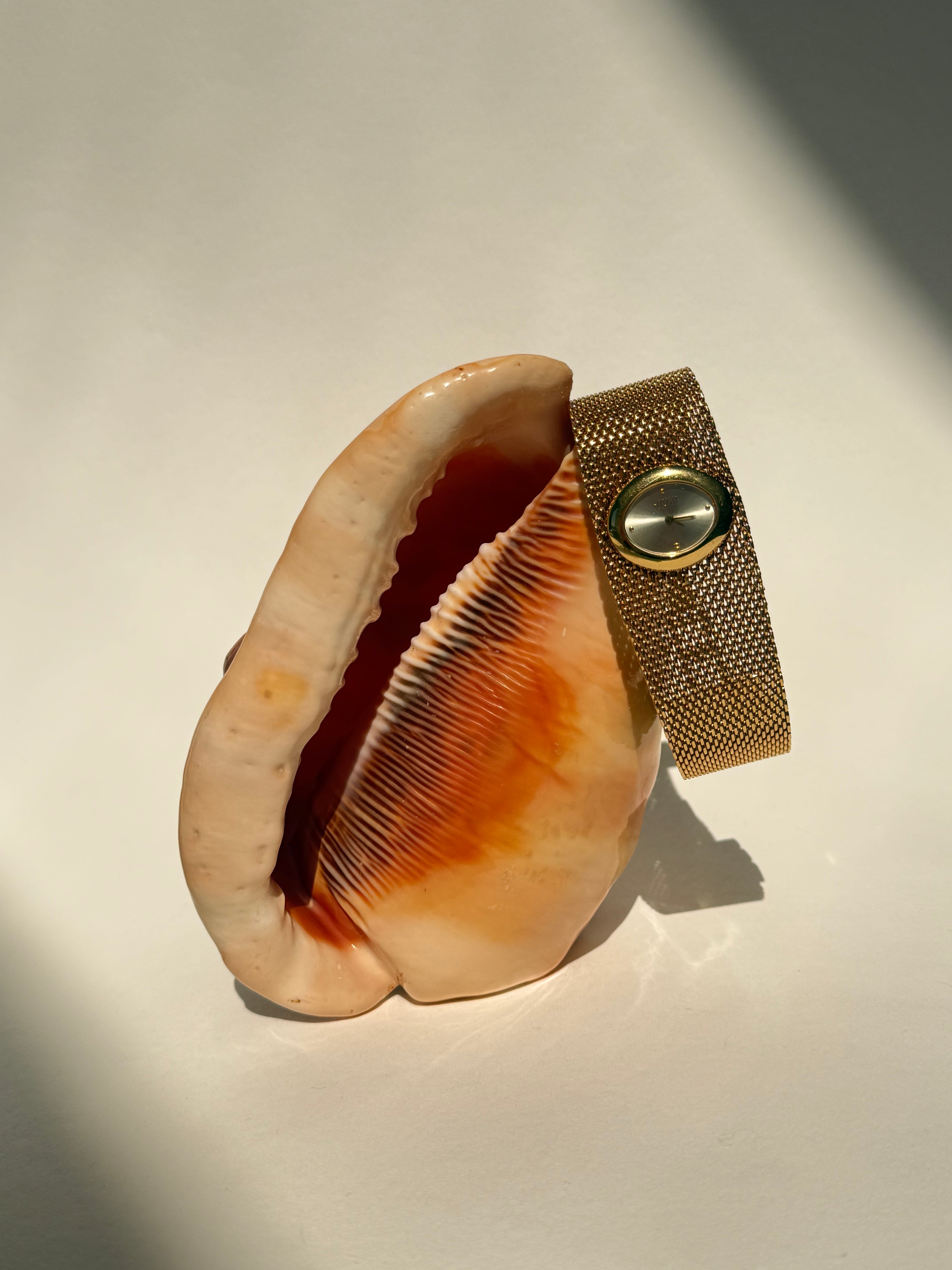 GOLD MESH CUFF WRIST WATCH